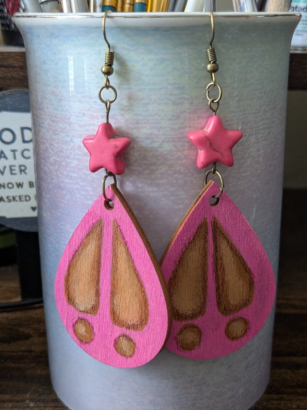 Hand Painted Elk Track Earrings